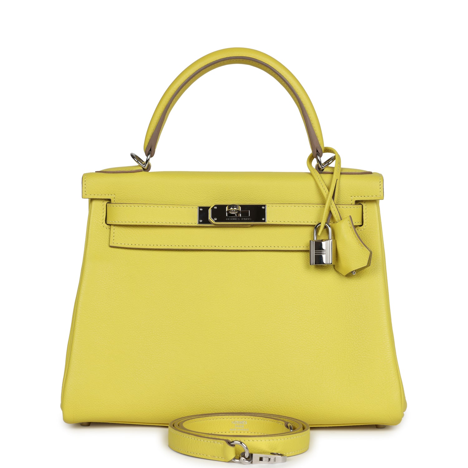 Hermes Kelly Retourne 28 Lime Evercolor Palladium Hardware