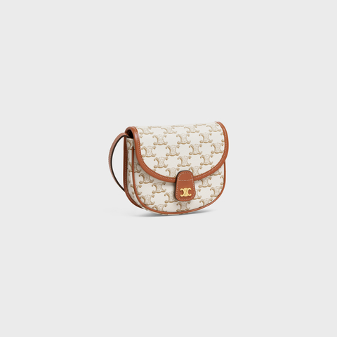 MINI BESACE IN TRIOMPHE CANVAS AND CALFSKIN WHITE