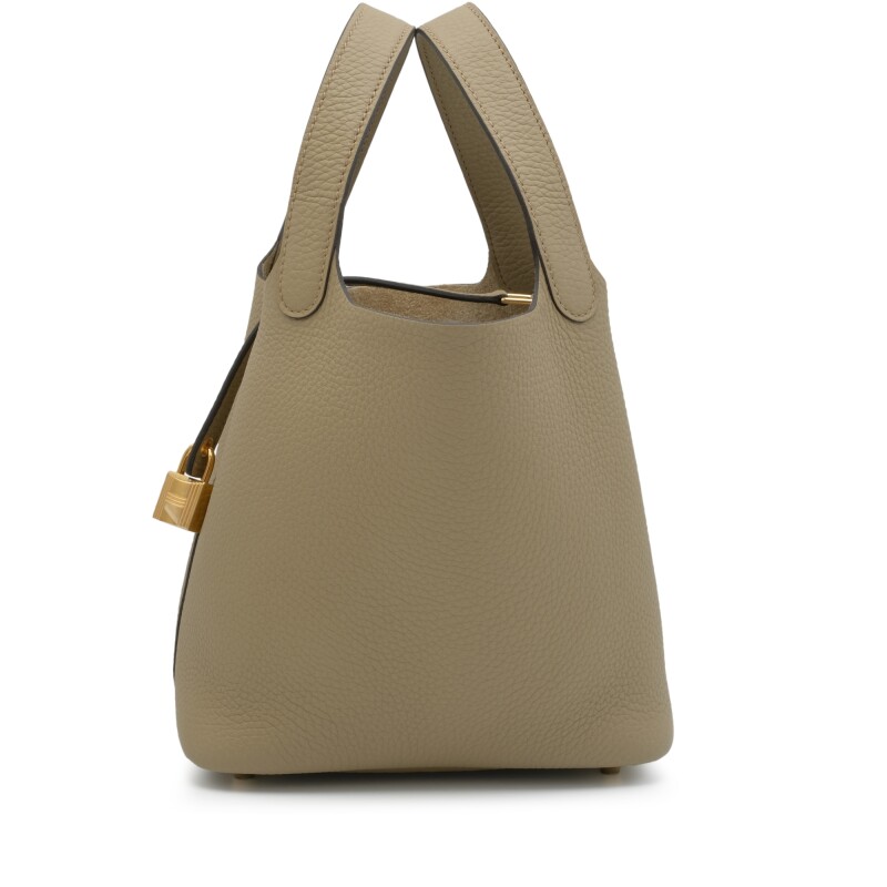 Hermes Beige Marfa Clemence Picotin Lock 18 Gold Hardware