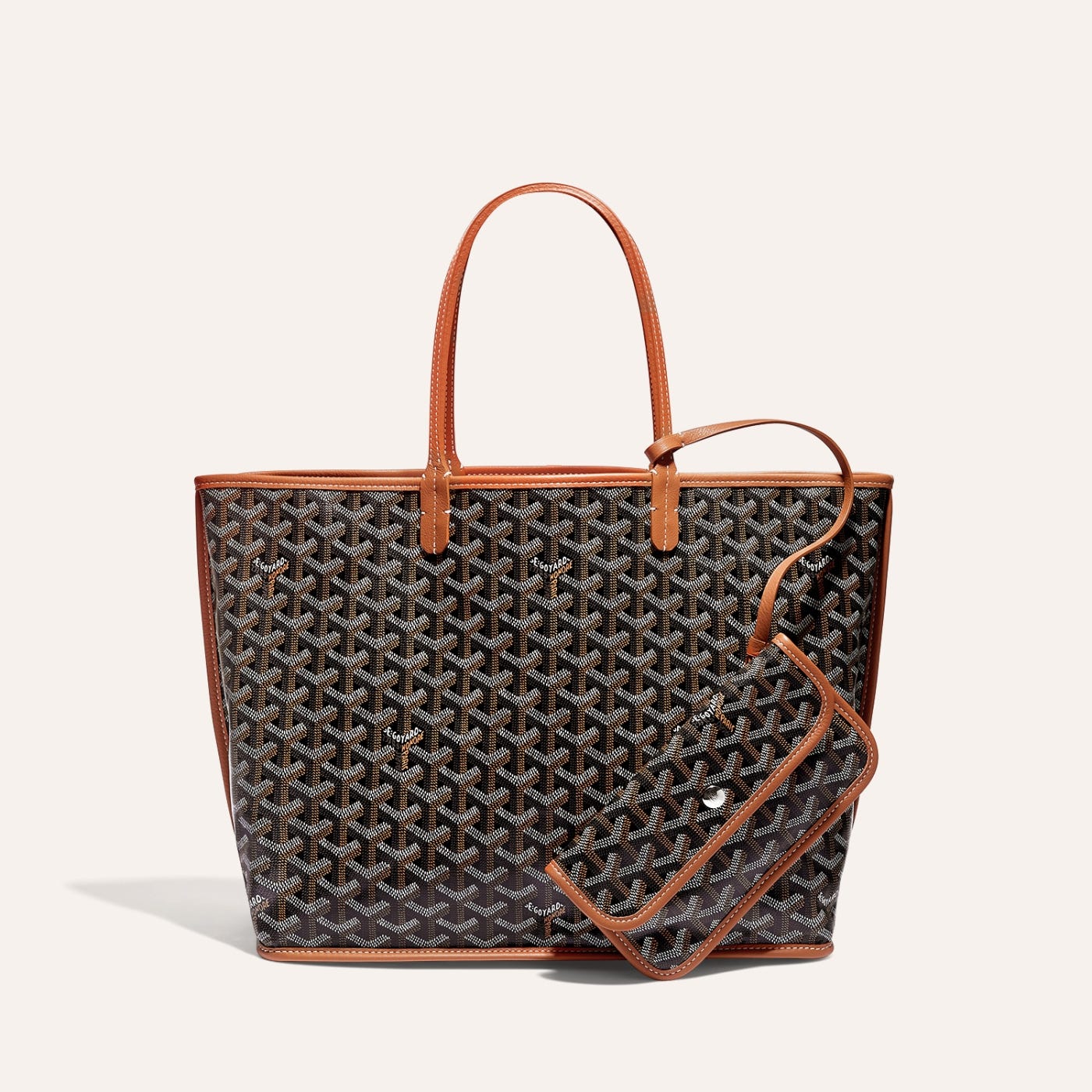 Goyard Goyardine Black and Brown Anjou PM Reversible Tote Palladium Hardware