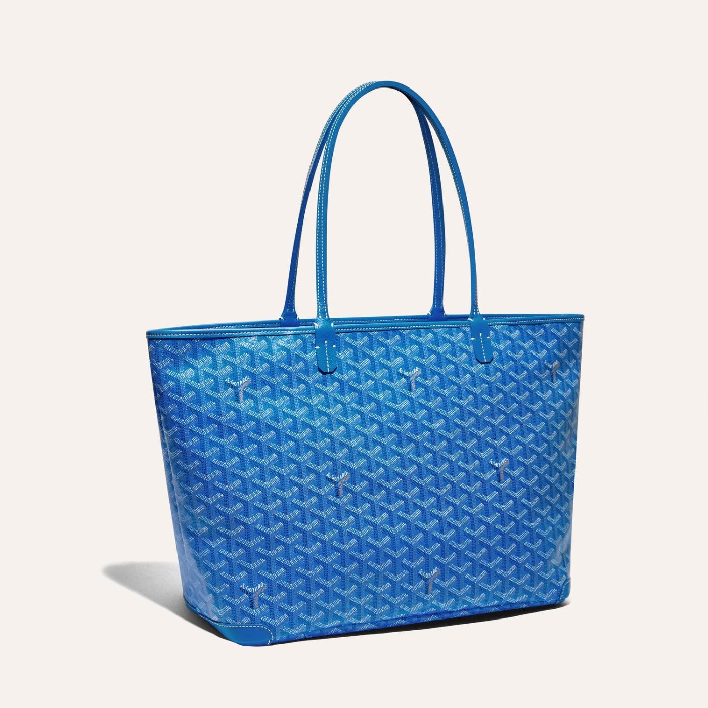Goyard Artois Tote MM Sky Blue Goyardine Canvas & Chevroches Calfskin Palladium Hardware