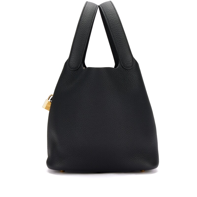 Hermes Black Clemence Picotin Lock 22 Gold Hardware