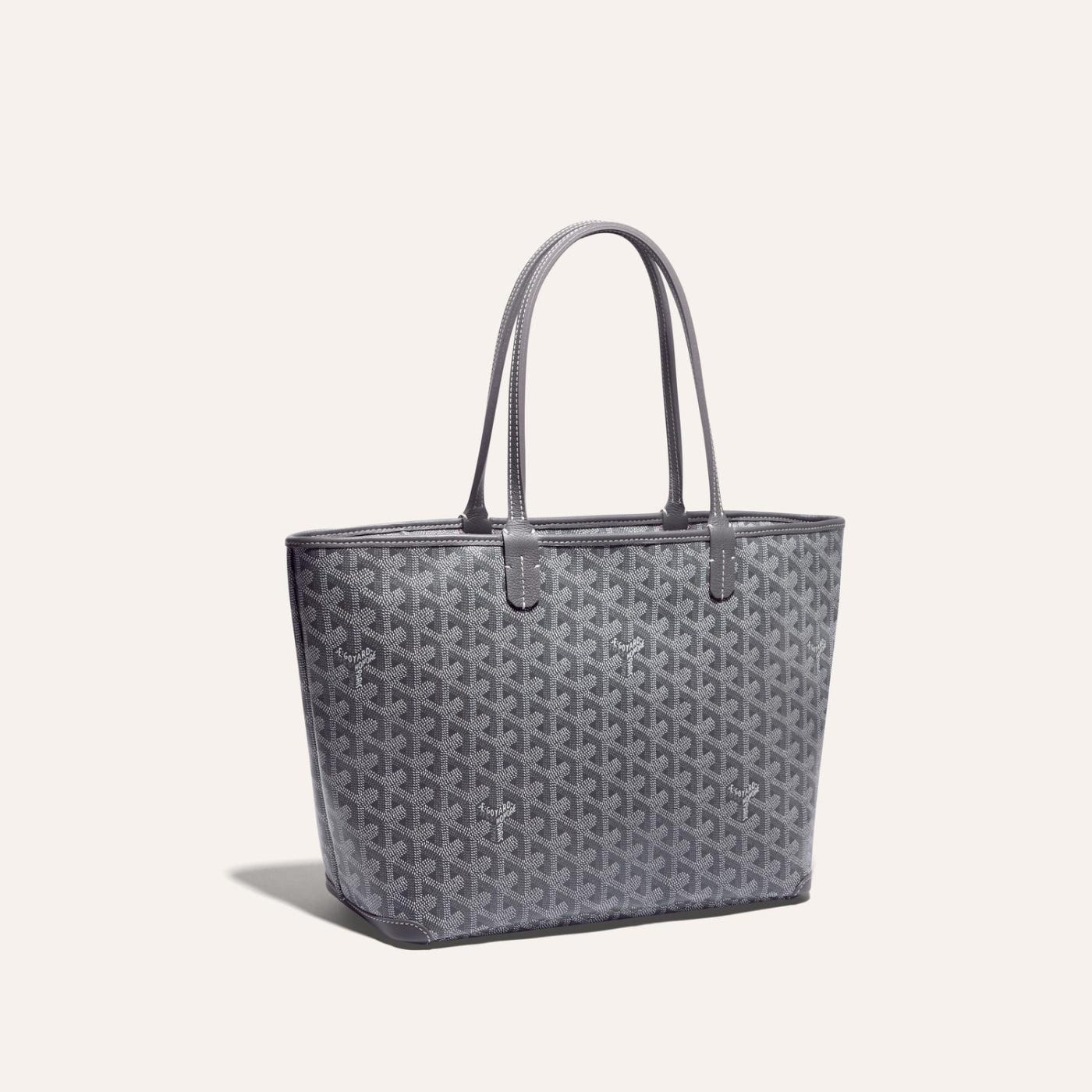 Goyard Goyardine Artois Tote PM Grey Canvas & Chevroches Calfskin Palladium Hardware