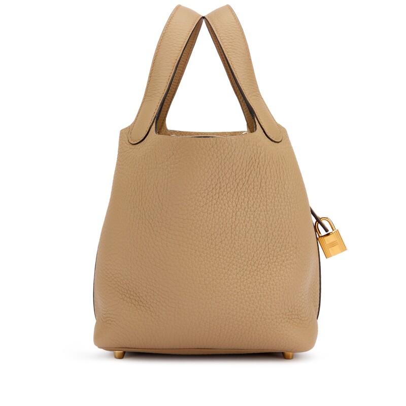 Hermes Beige Marfa Clemence Picotin Lock 18 Gold Hardware