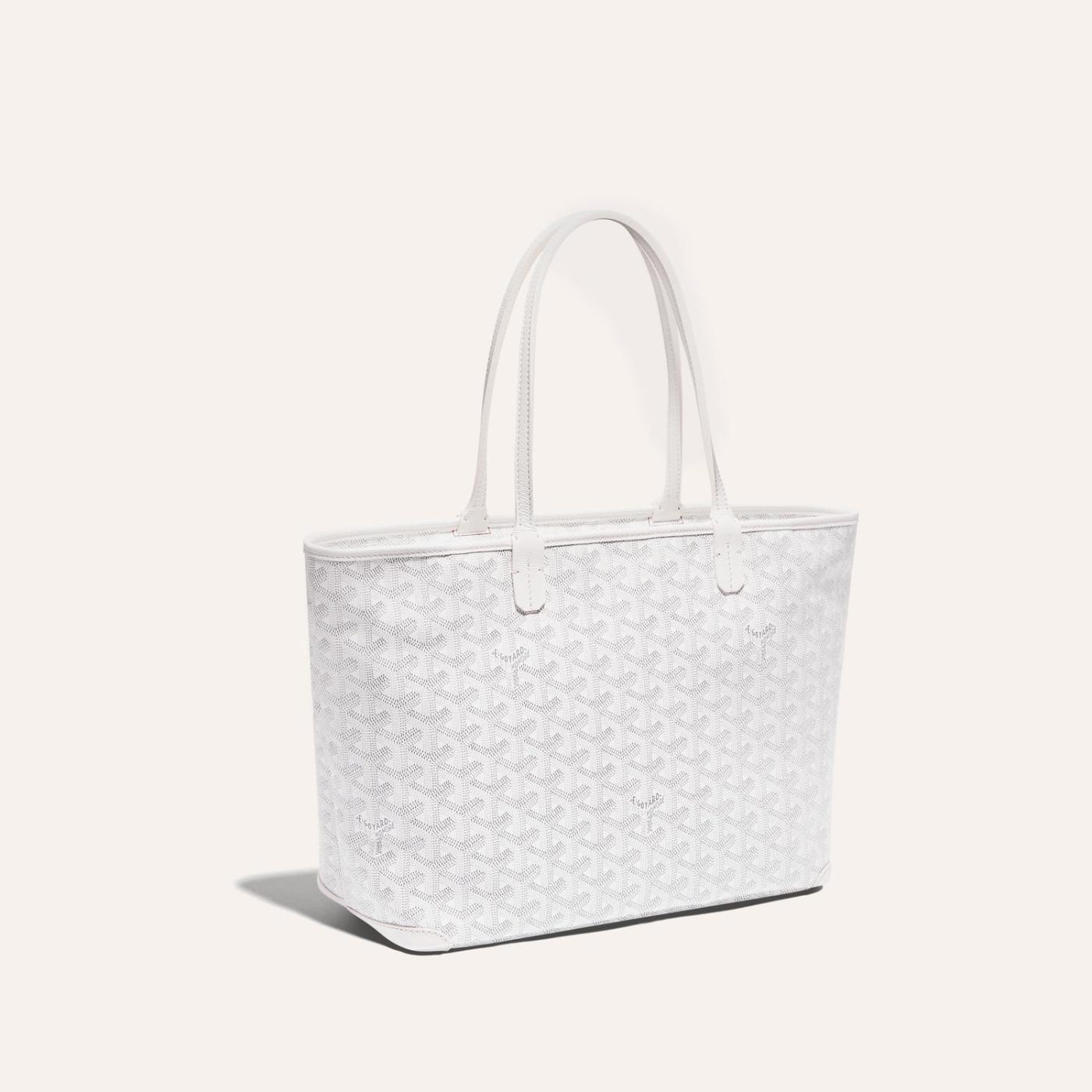 Goyard Goyardine Artois Tote PM White Canvas & Chevroches Calfskin Palladium Hardware