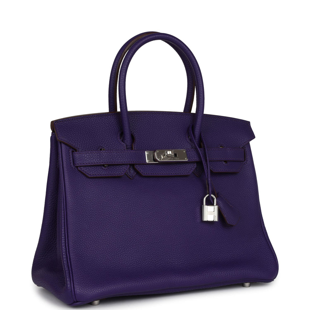 Hermes Birkin 30 Iris Clemence Palladium Hardware