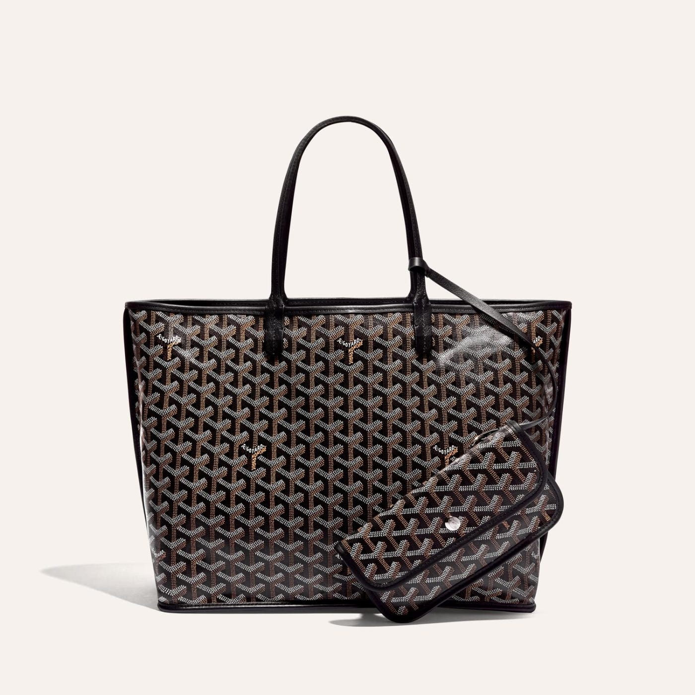 Goyard Goyardine Black Anjou PM Reversible Tote Bag Palladium Hardware