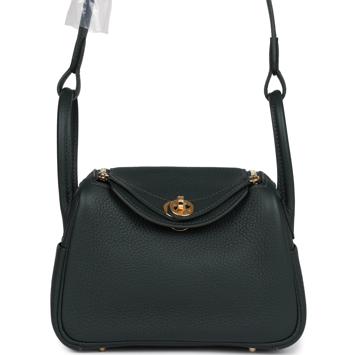 Hermes Mini Lindy Vert Fonce Clemence Gold Hardware