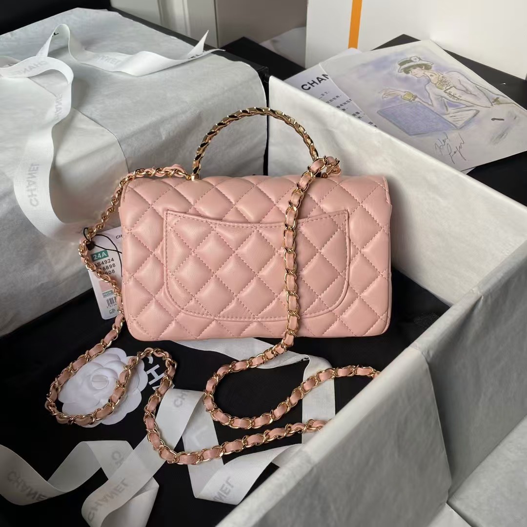 Chanel 24A AS4924 Mini Flap Bag With Top Handle Pink