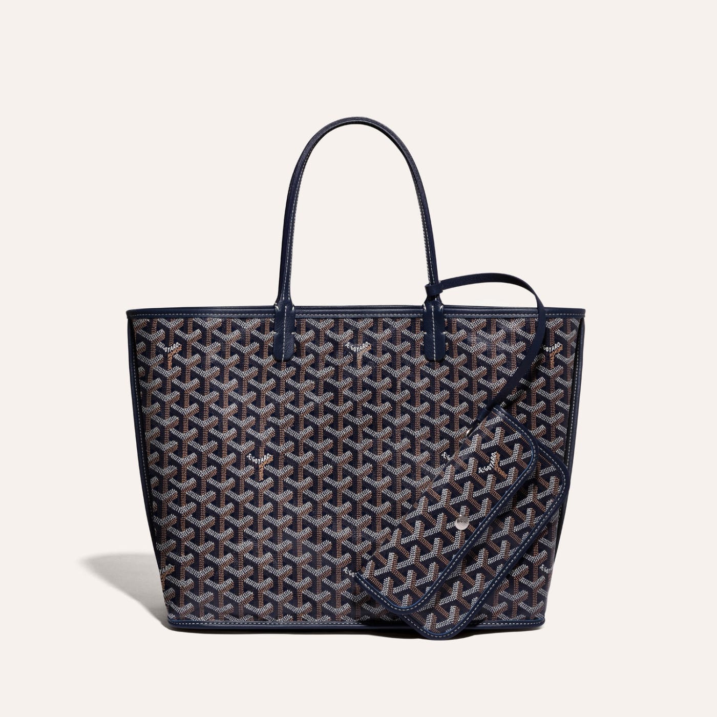 Goyard Goyardine Navy Blue Anjou PM Reversible Tote Bag Palladium Hardware