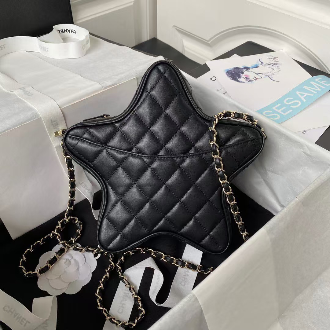 Chanel 24C AS4579 Star Bag Black Lambskin Light Gold Hardware