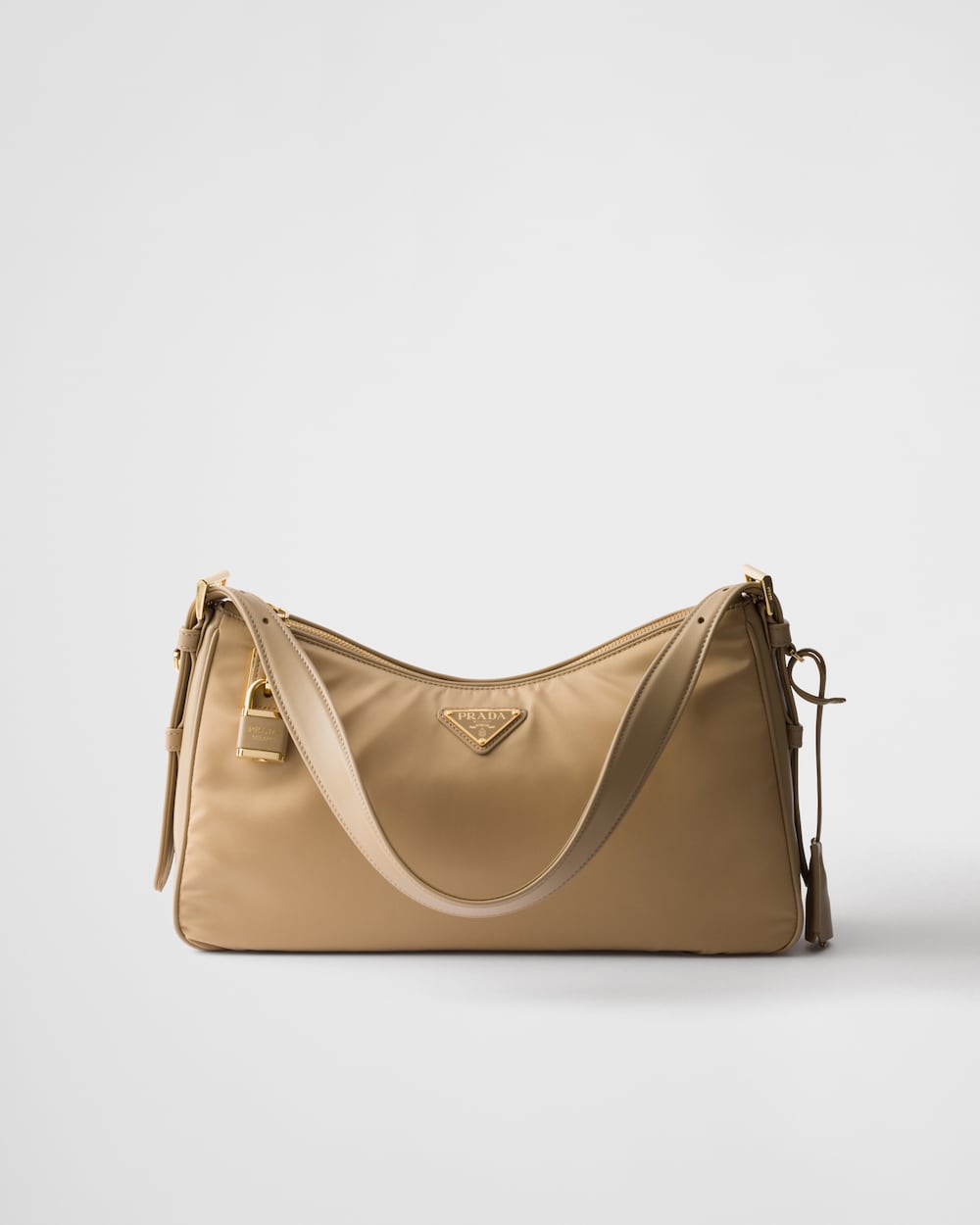 Prada Aim??e Large Re-Nylon and Leather Shoulder Bag With Padlock