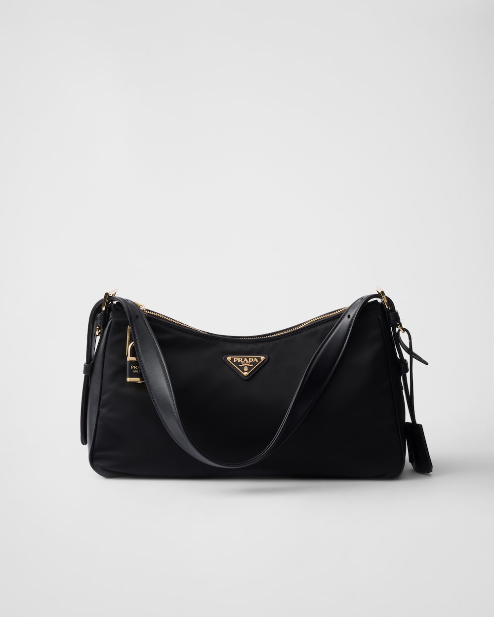 Prada Aim??e Large Re-Nylon and Leather Shoulder Bag With Padlock