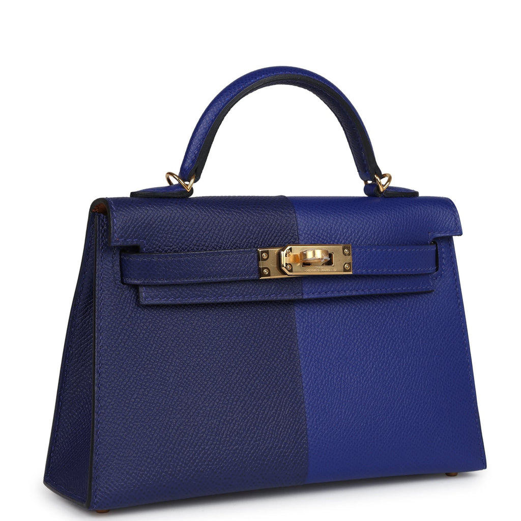 Hermes Kelly Sellier 20 Bleu Electric and Bleu Encre Epsom Gold Hardware
