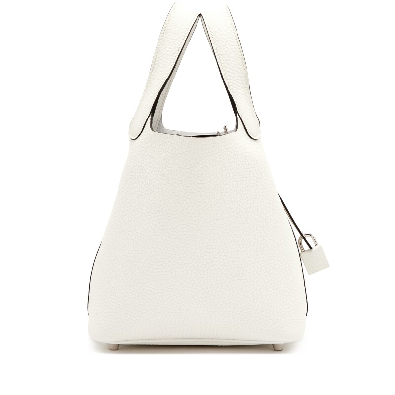 Hermes New White Clemence Picotin Lock 18 Palladium Hardware