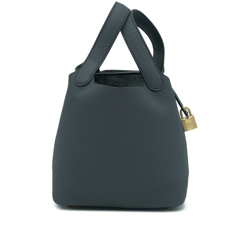 Hermes Gris Misty Clemence Picotin Lock 18 Permabrass Hardware