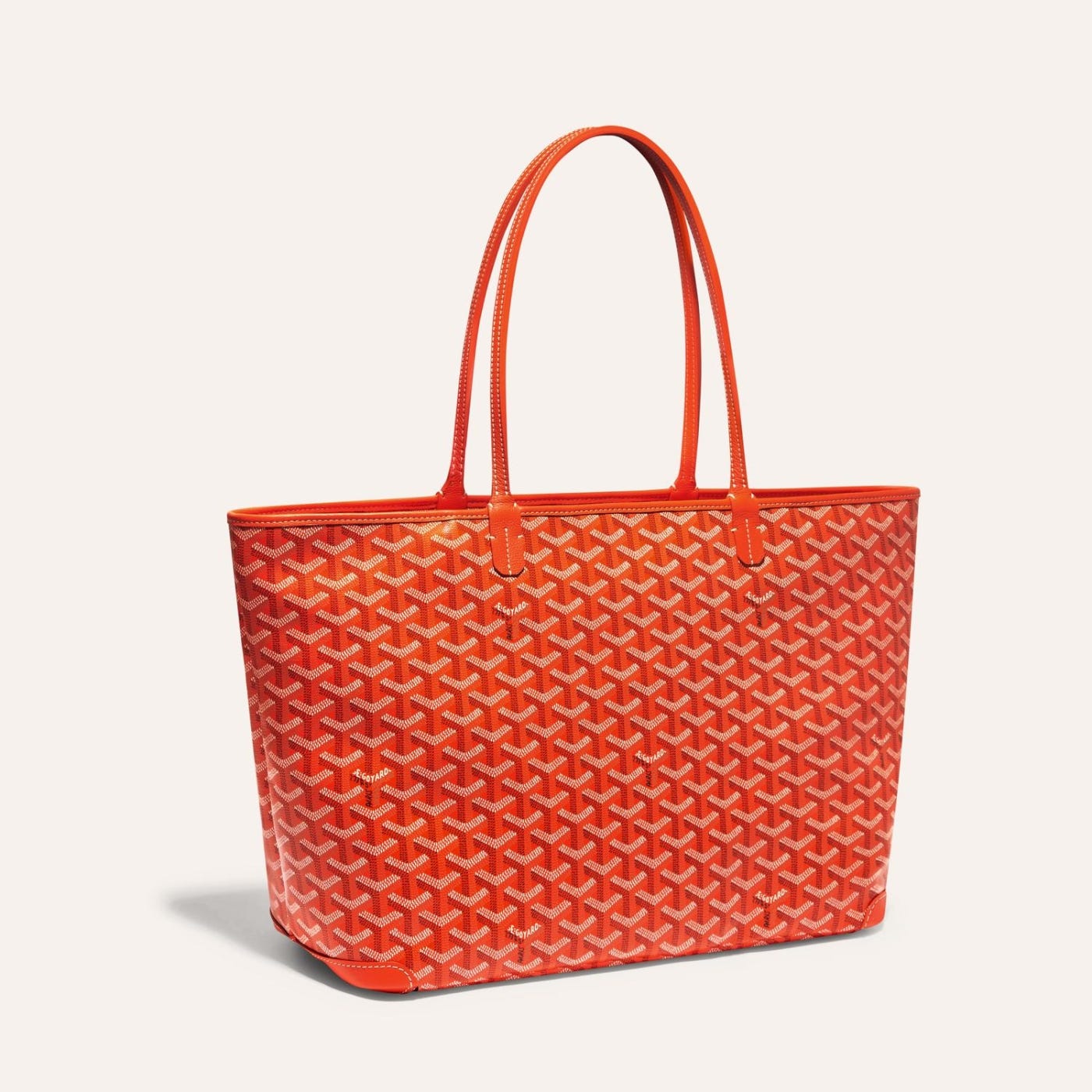 Goyard Artois Tote MM Orange Goyardine Canvas & Chevroches Calfskin Palladium Hardware