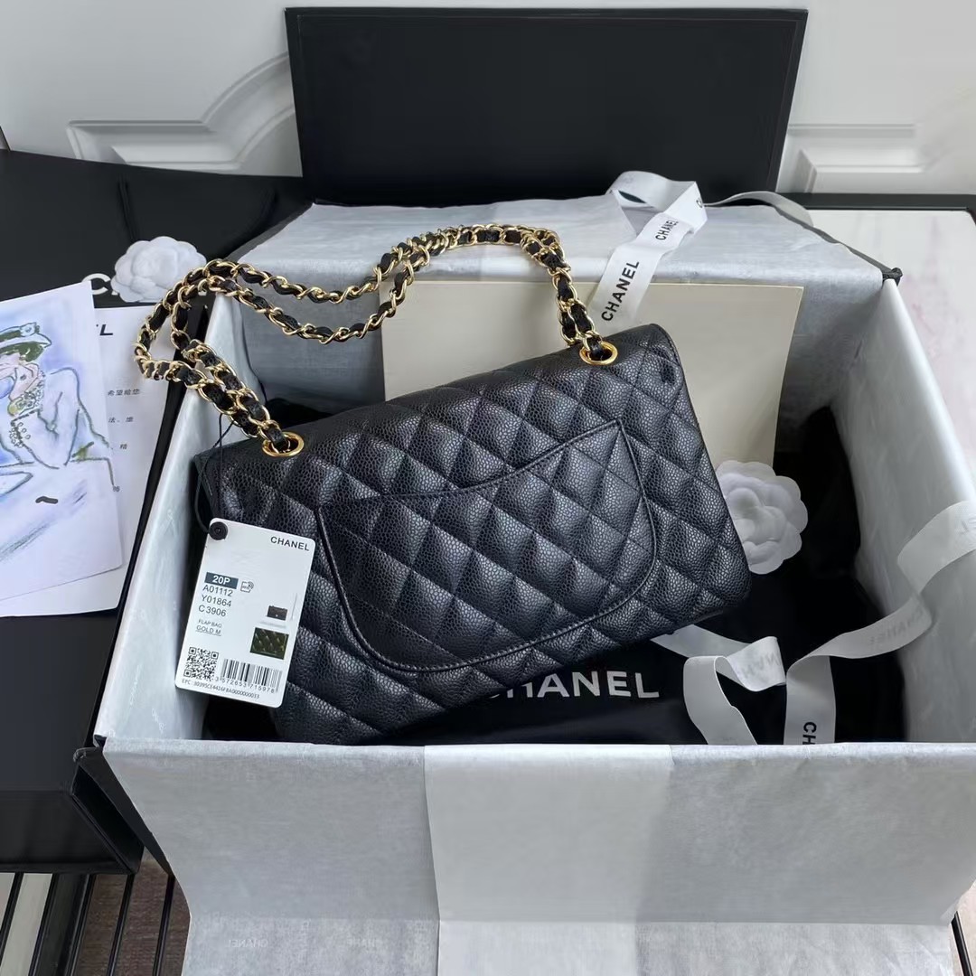 Chanel Classic 11.12 Handbag Caviar Gold Hardware Burgundy Interior