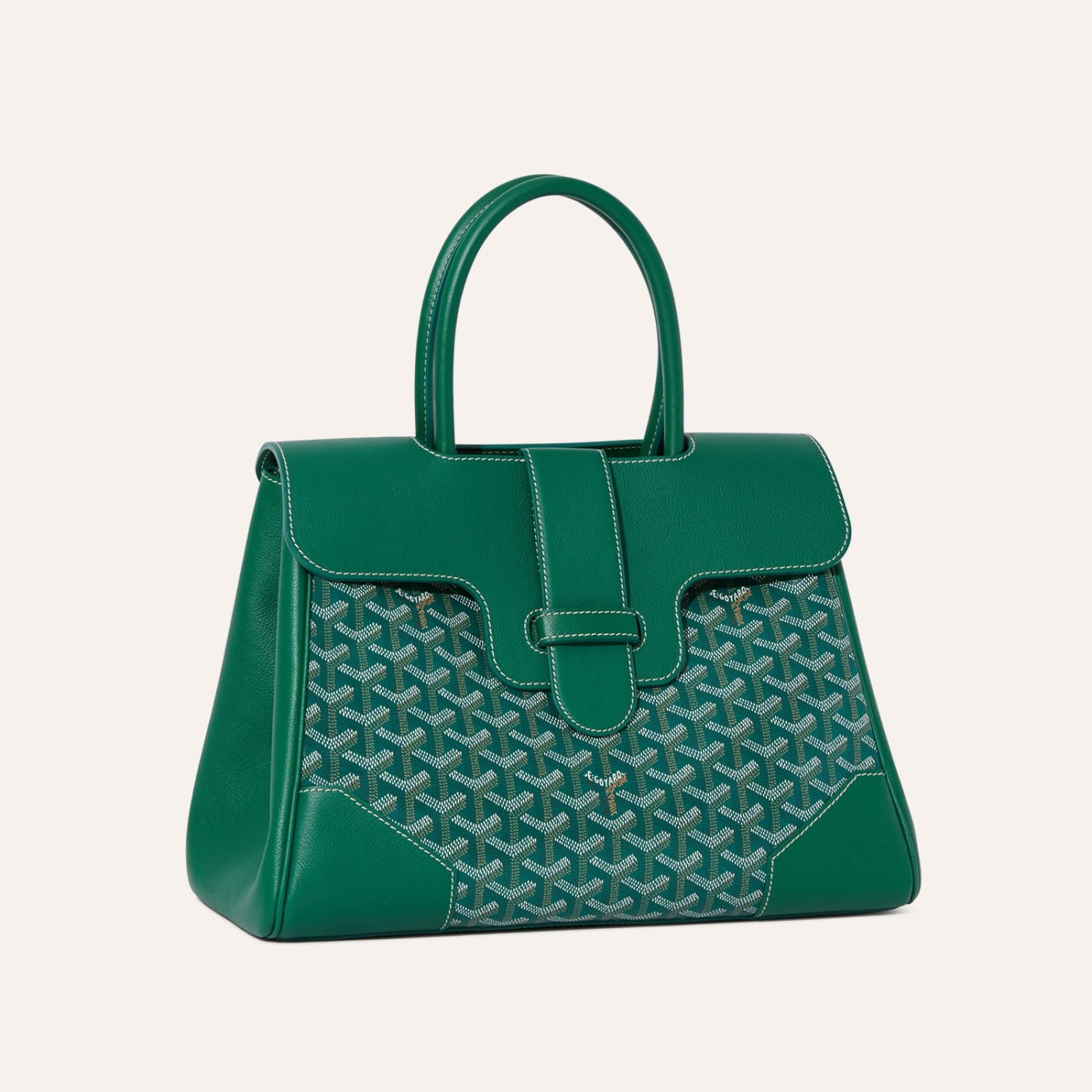 Goyard Saigon Tote Green Goyardine Canvas Palladium Hardware
