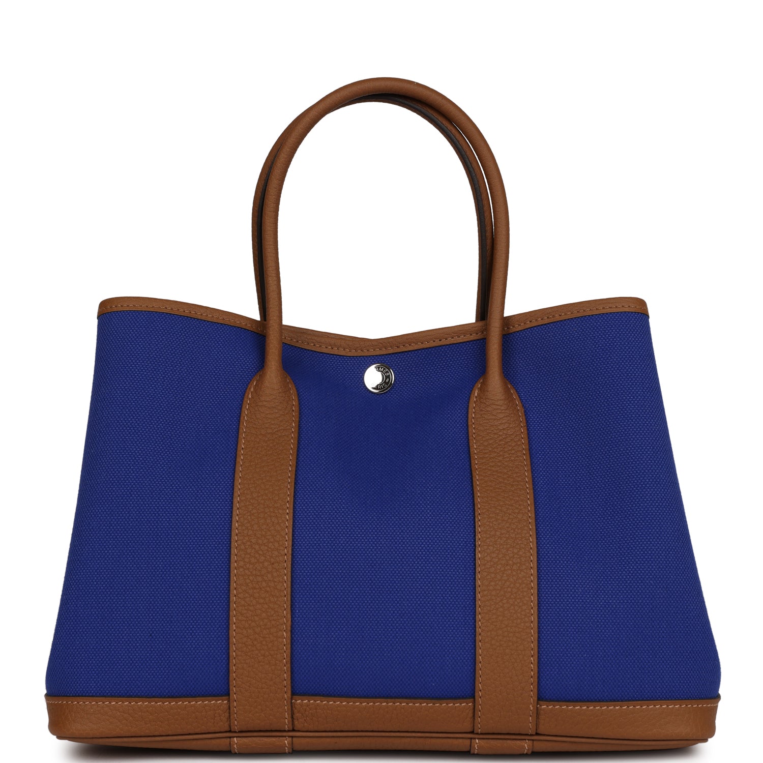 Hermes Garden Party 30 Bleu Electric Toile and Alezan Negonda Palladium Hardware