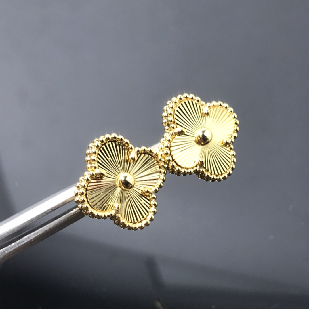 vca clover earring, all laser, gold, rose gold, silver