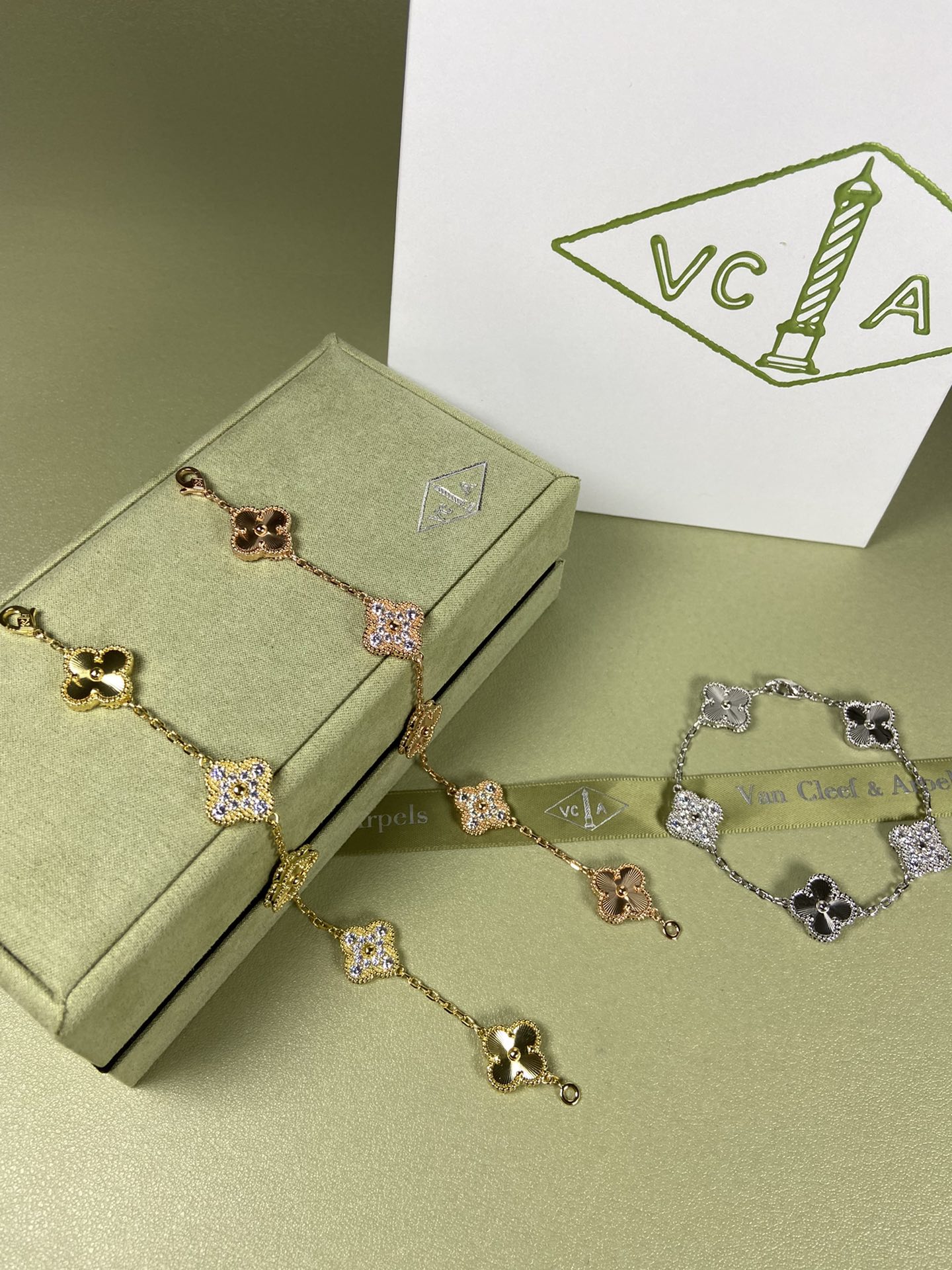 laser with diamonds, 5 motifs, gold , silver, rose gold