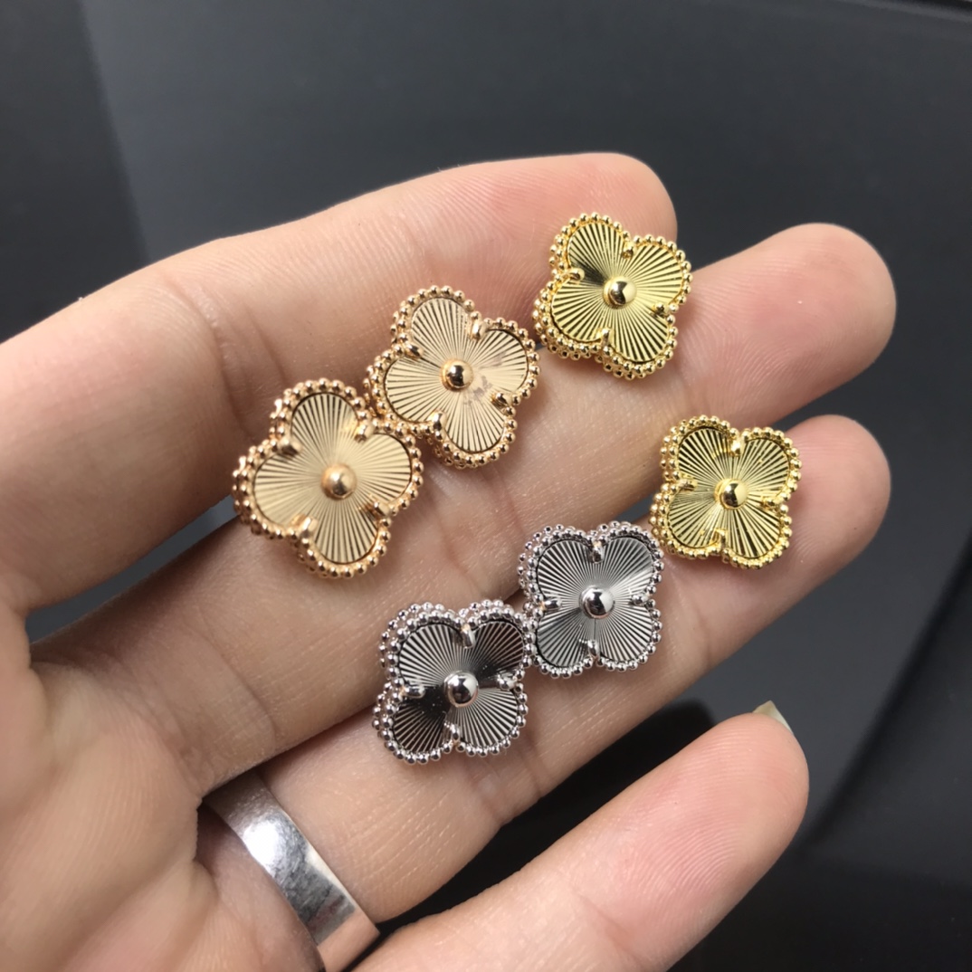 vca clover earring, all laser, gold, rose gold, silver