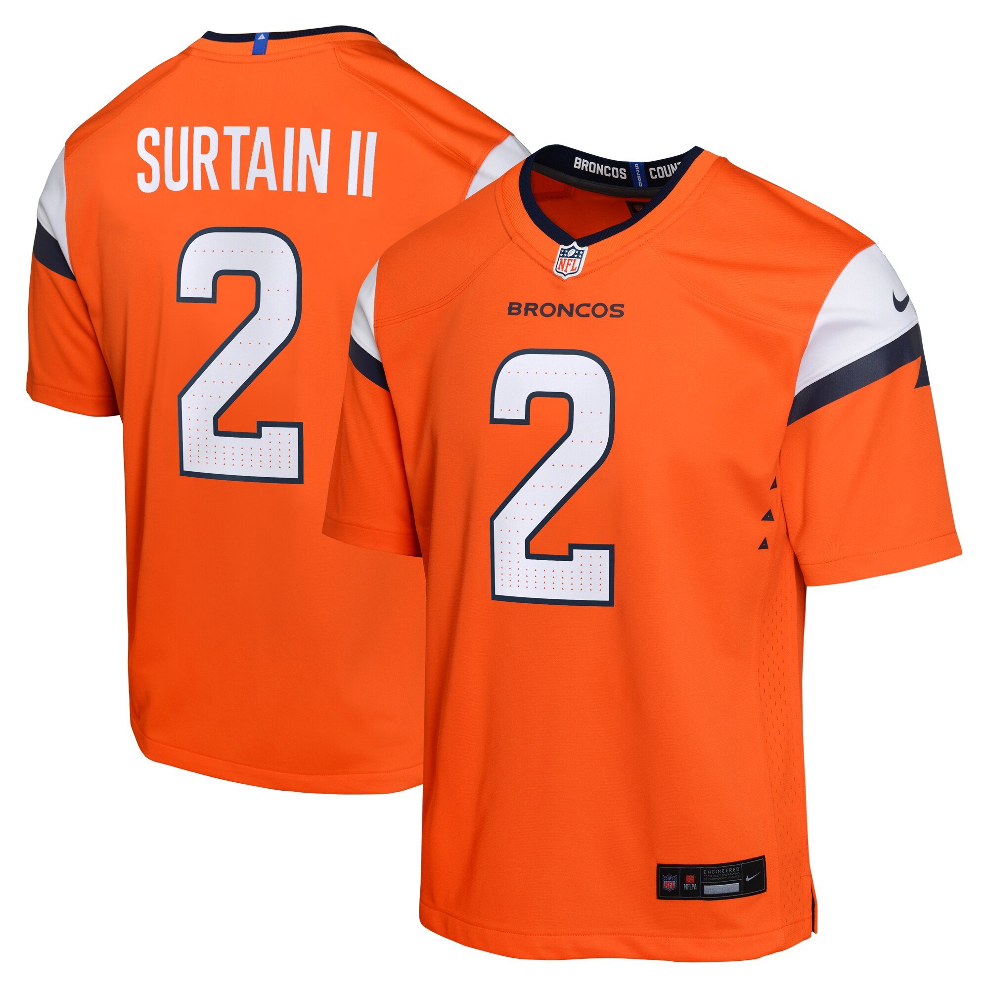 Patrick Surtain II Denver Broncos  Youth Game Jersey - Orange