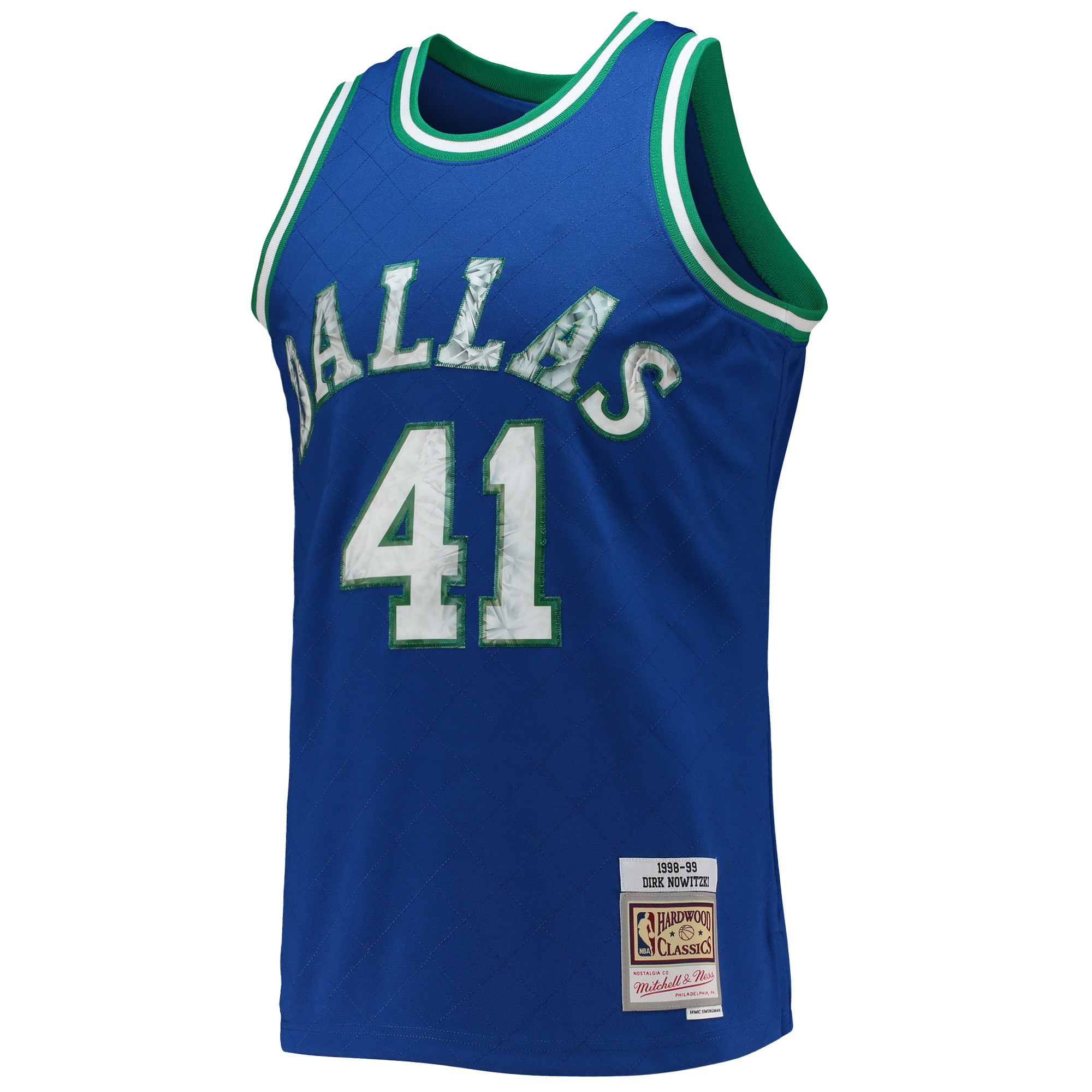 Dirk Nowitzki Dallas Mavericks Mitchell & Ness 1998\/99 Hardwood Classics NBA 75th Anniversary Diamond Swingman Jersey - Blue