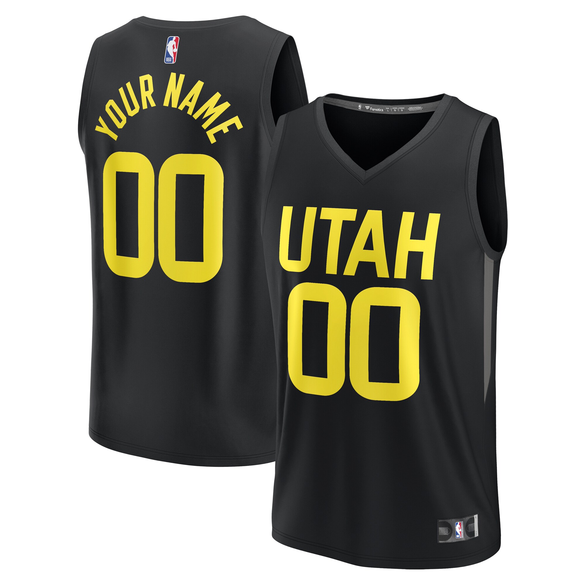 Utah Jazz Fanatics Youth Fast Break Replica Custom Jersey - Statement Edition - Black