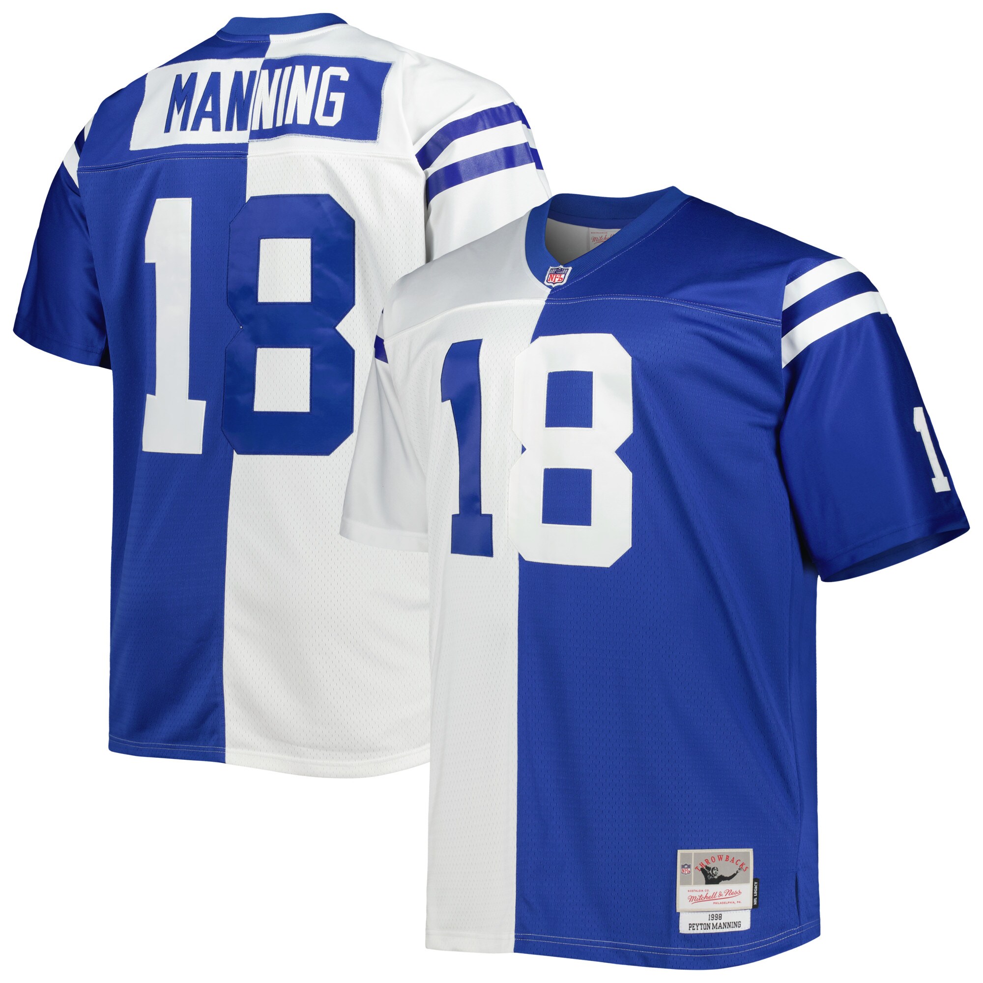 Peyton Manning Indianapolis Colts Mitchell & Ness Big & Tall Split Legacy Retired Player Replica Jersey - White\/Royal