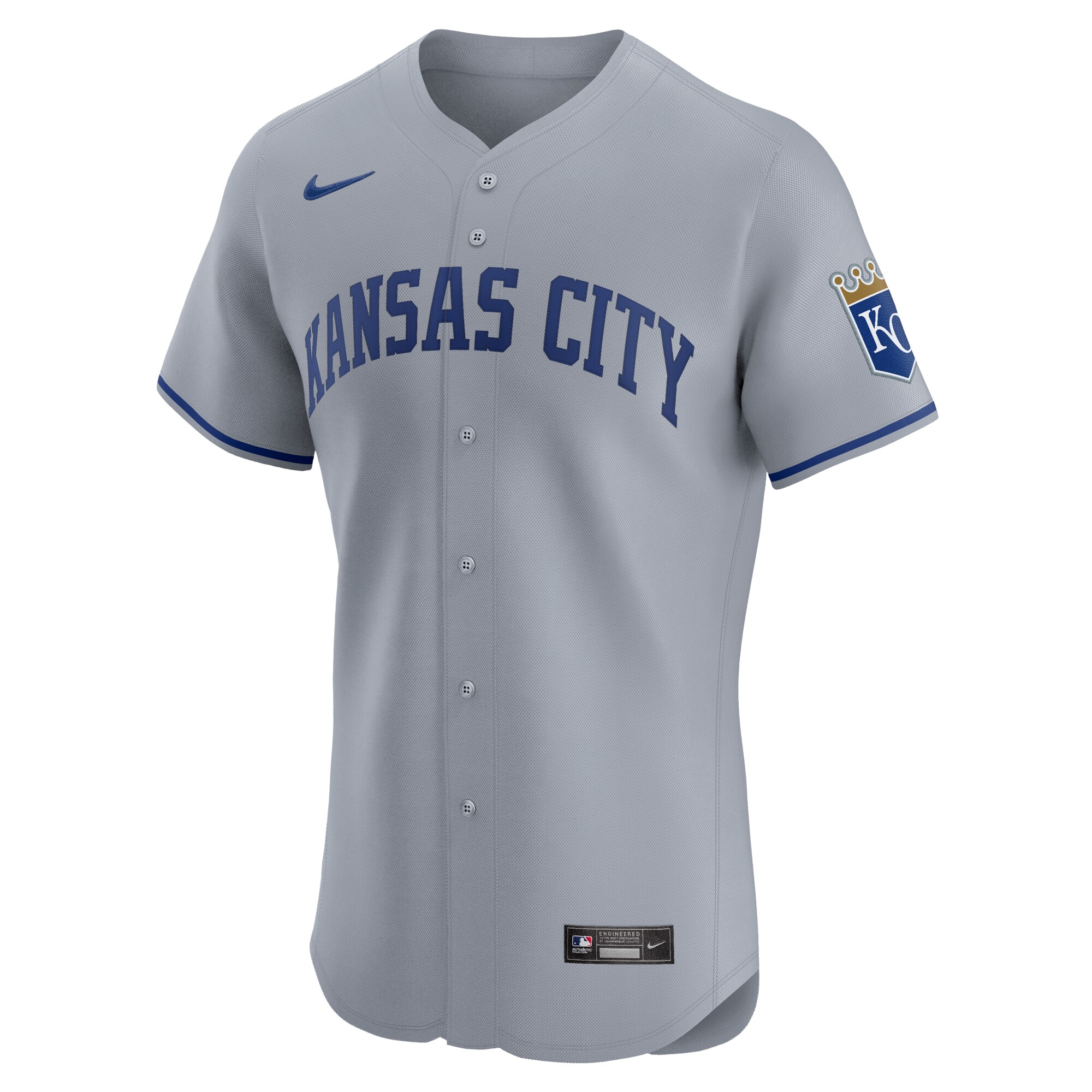 Kansas City Royals  Road Vapor Premier Elite Patch Jersey - Gray