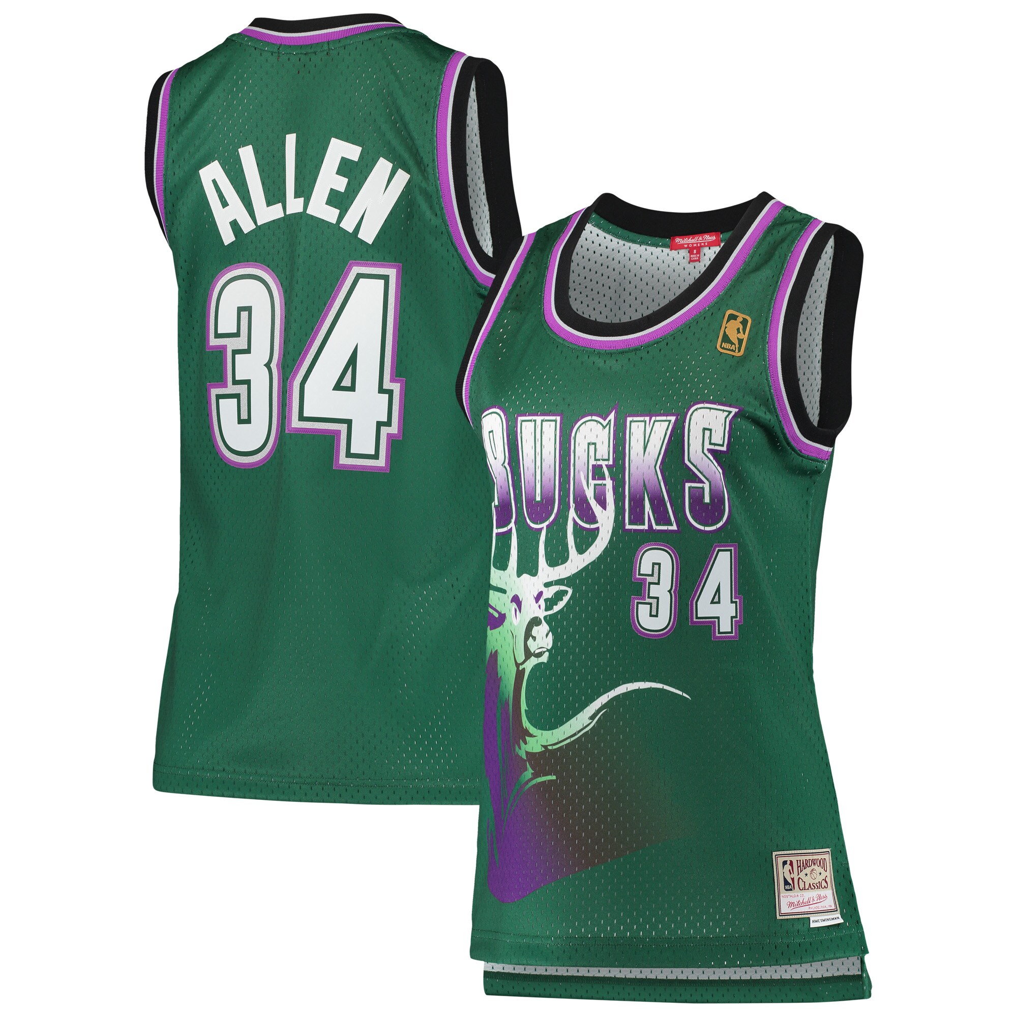 Ray Allen Milwaukee Bucks Mitchell & Ness Women's 1996\/97 Hardwood Classics Swingman Jersey - Green
