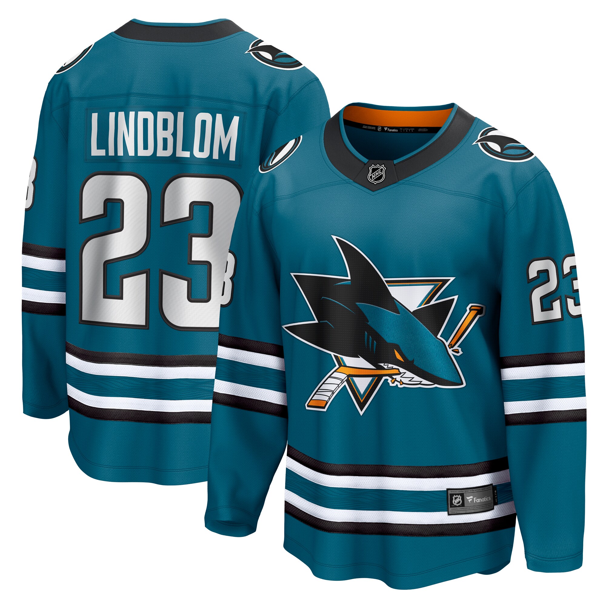 Oskar Lindblom San Jose Sharks Fanatics Home Breakaway Jersey - Teal