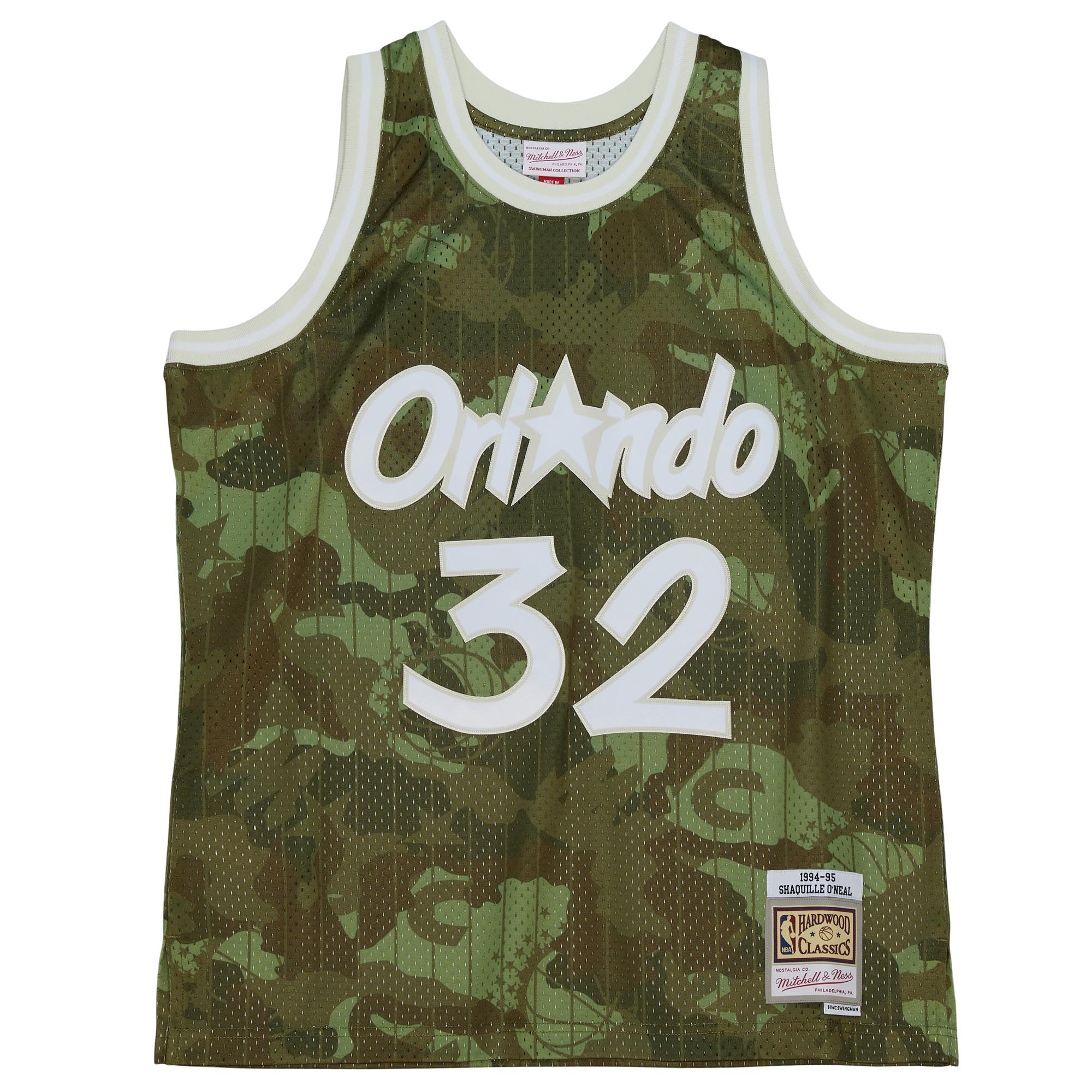 Shaquille O'Neal Orlando Magic Mitchell & Ness Hardwood Classics 1994\/95 Ghost Green Swingman Jersey - Camo