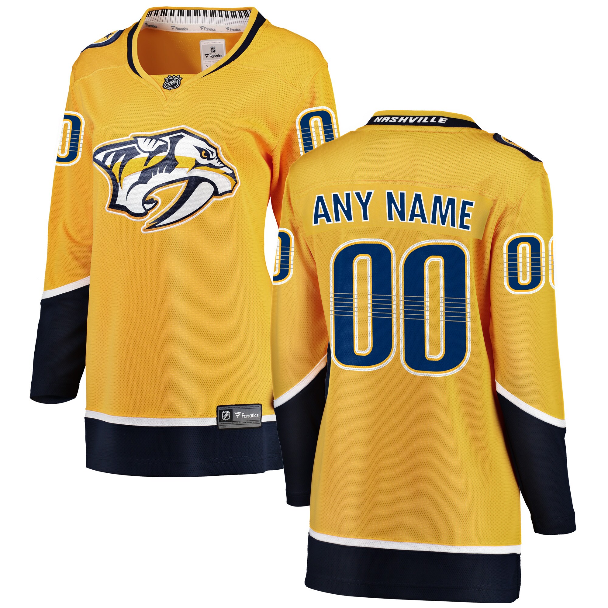 Nashville Predators Fanatics Women's Home Breakaway Custom Jersey - Yellow