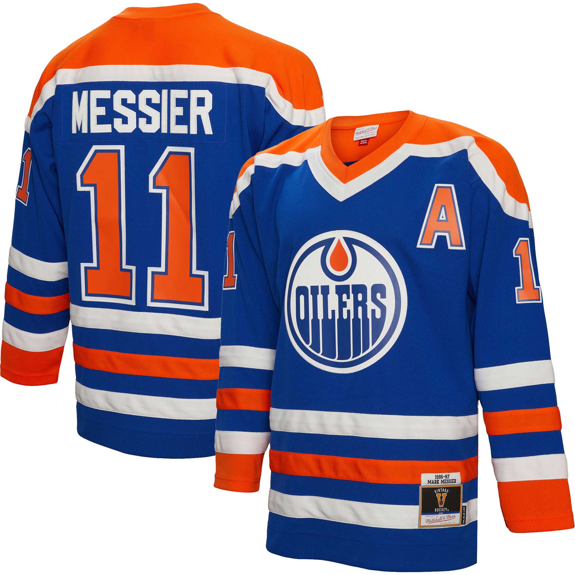 Mark Messier Edmonton Oilers Mitchell & Ness Alternate Captain Patch 1986\/87 Blue Line Player Jersey - Royal