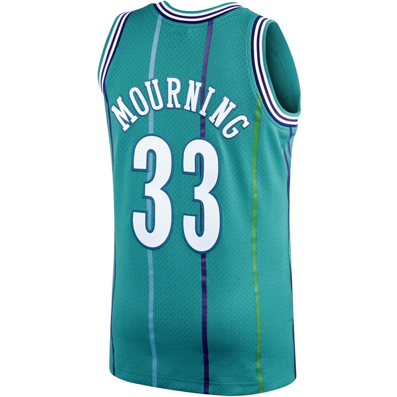 Alonzo Mourning Charlotte Hornets Mitchell & Ness 1992\/93 Hardwood Classics Swingman Jersey - Teal