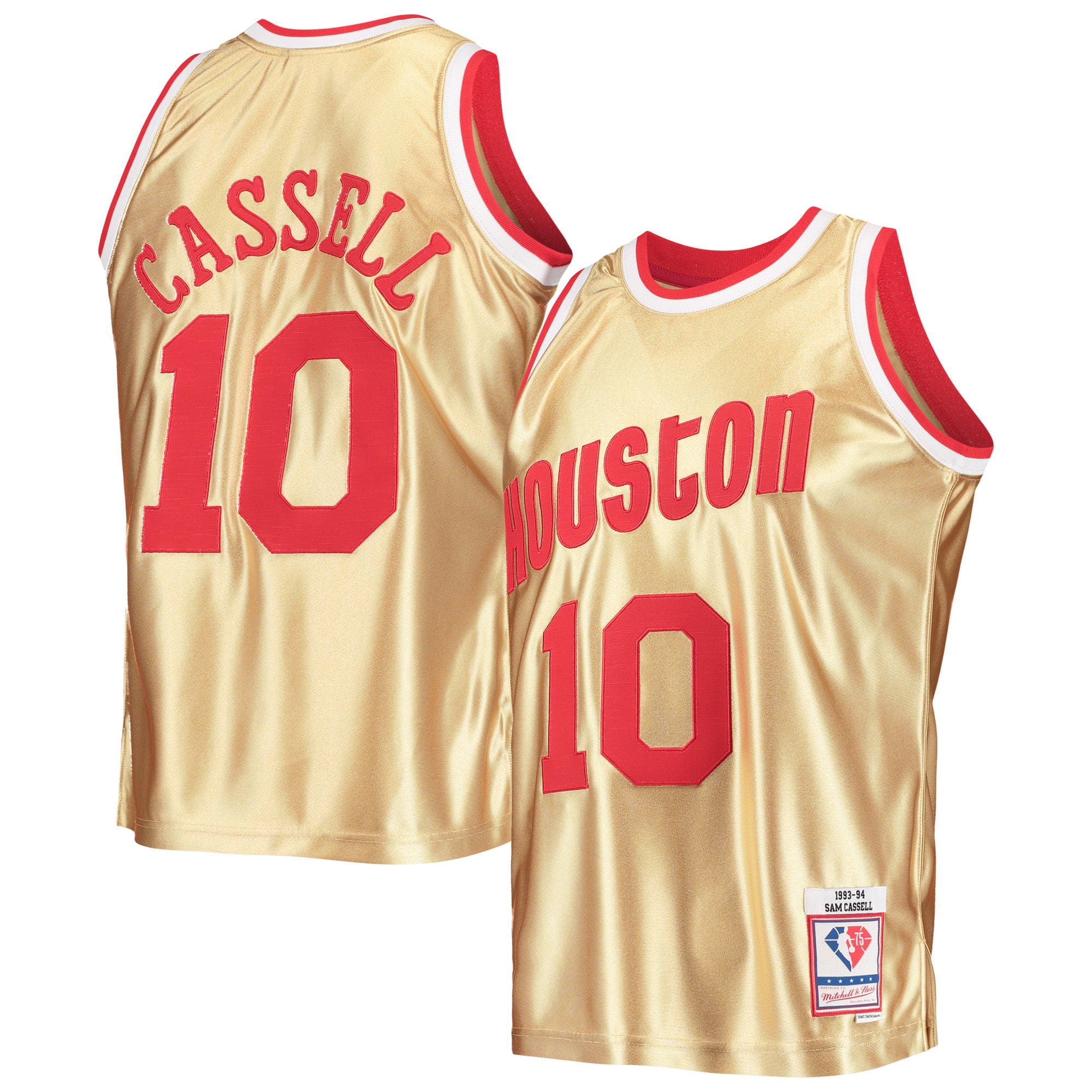 Sam Cassell Houston Rockets Mitchell & Ness 75th Anniversary 1993\/94 Hardwood Classics Swingman Jersey - Gold