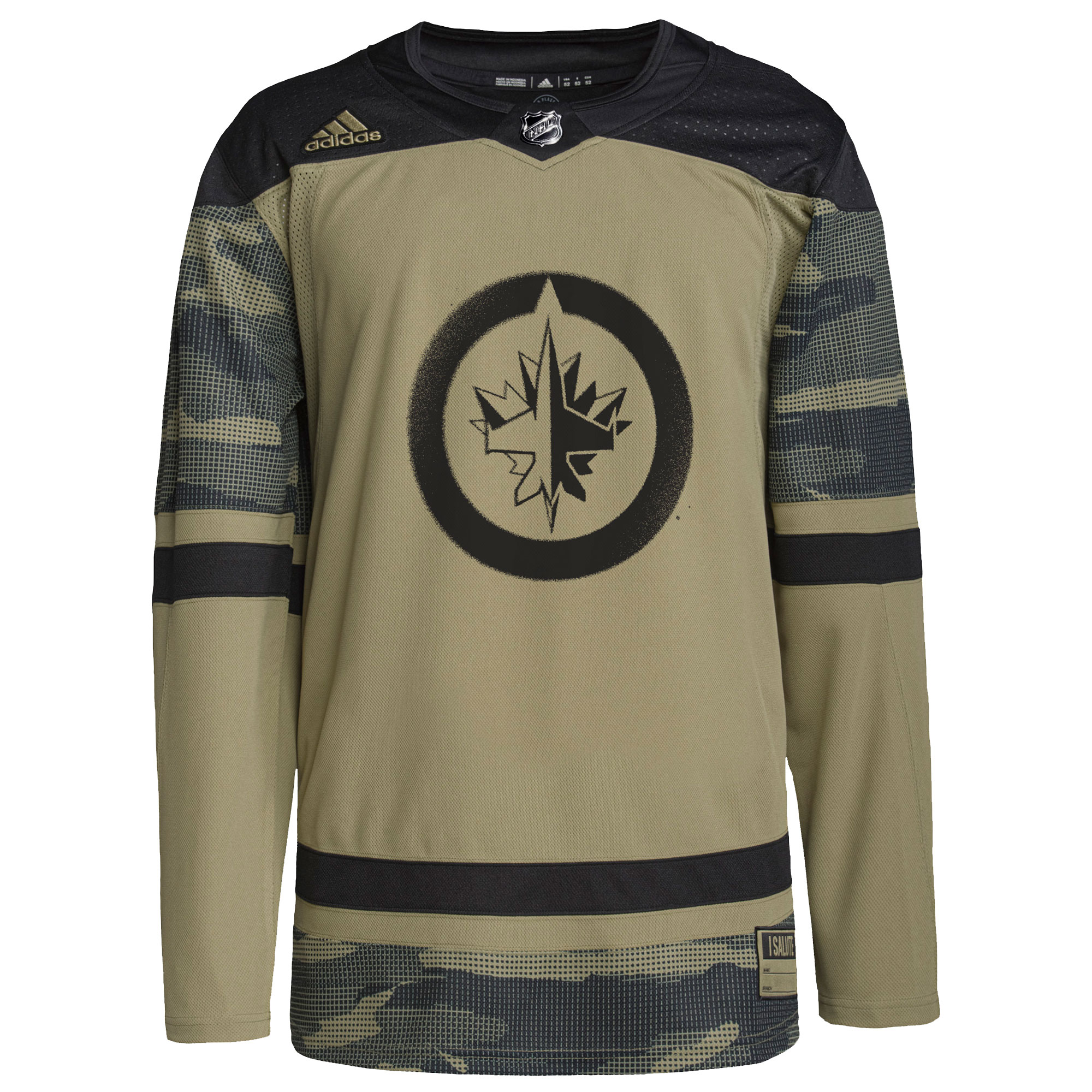 Winnipeg Jets adidas Logo Military Appreciation Team Authentic Custom Practice Jersey - Camo