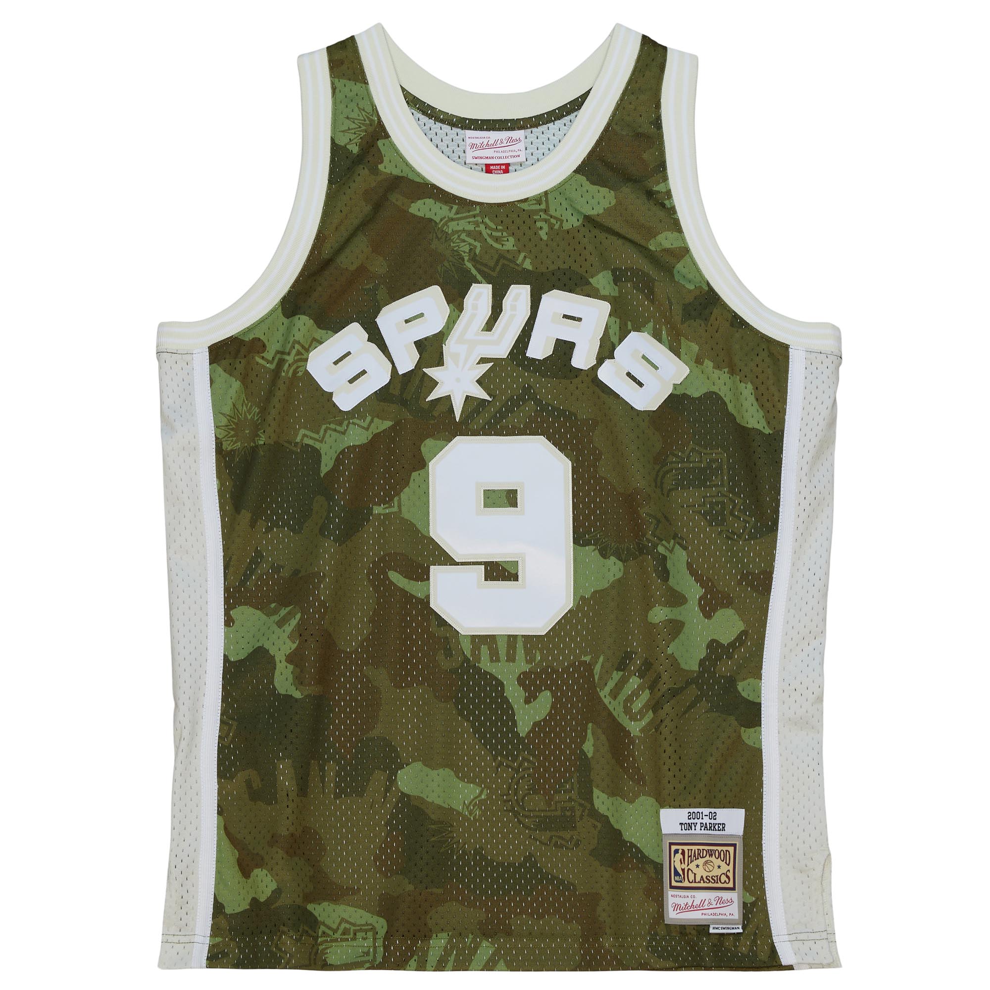 Tony Parker San Antonio Spurs Mitchell & Ness Hardwood Classics 2000\/01 Ghost Green Swingman Jersey - Camo