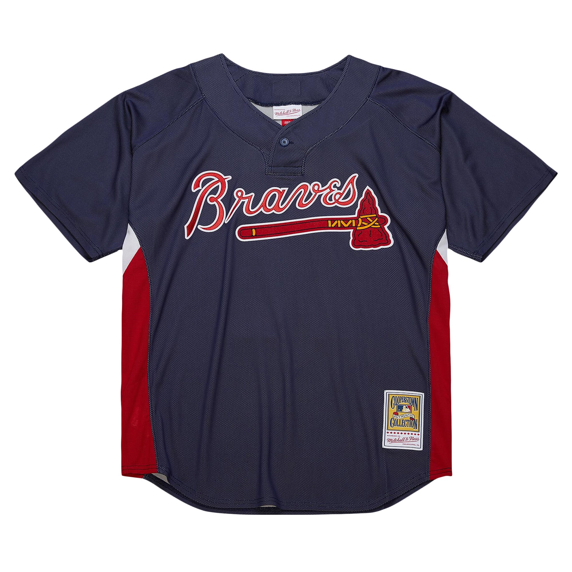 John Smoltz Atlanta Braves Mitchell & Ness Cooperstown Collection Mesh Batting Practice Jersey - Navy