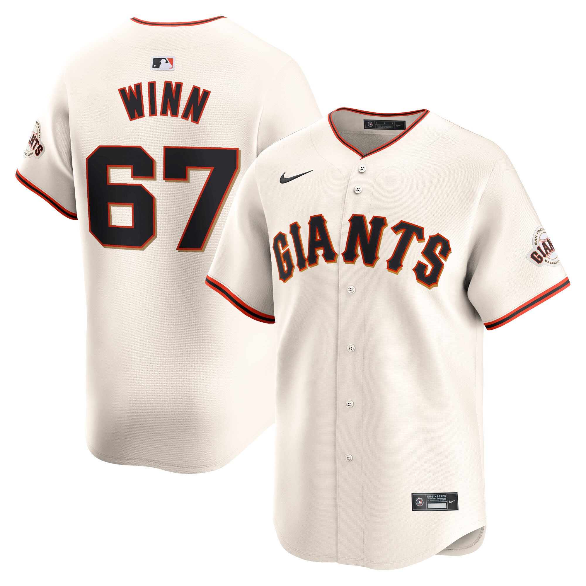 Keaton Winn San Francisco Giants  Home Limited Player Jersey - Cream