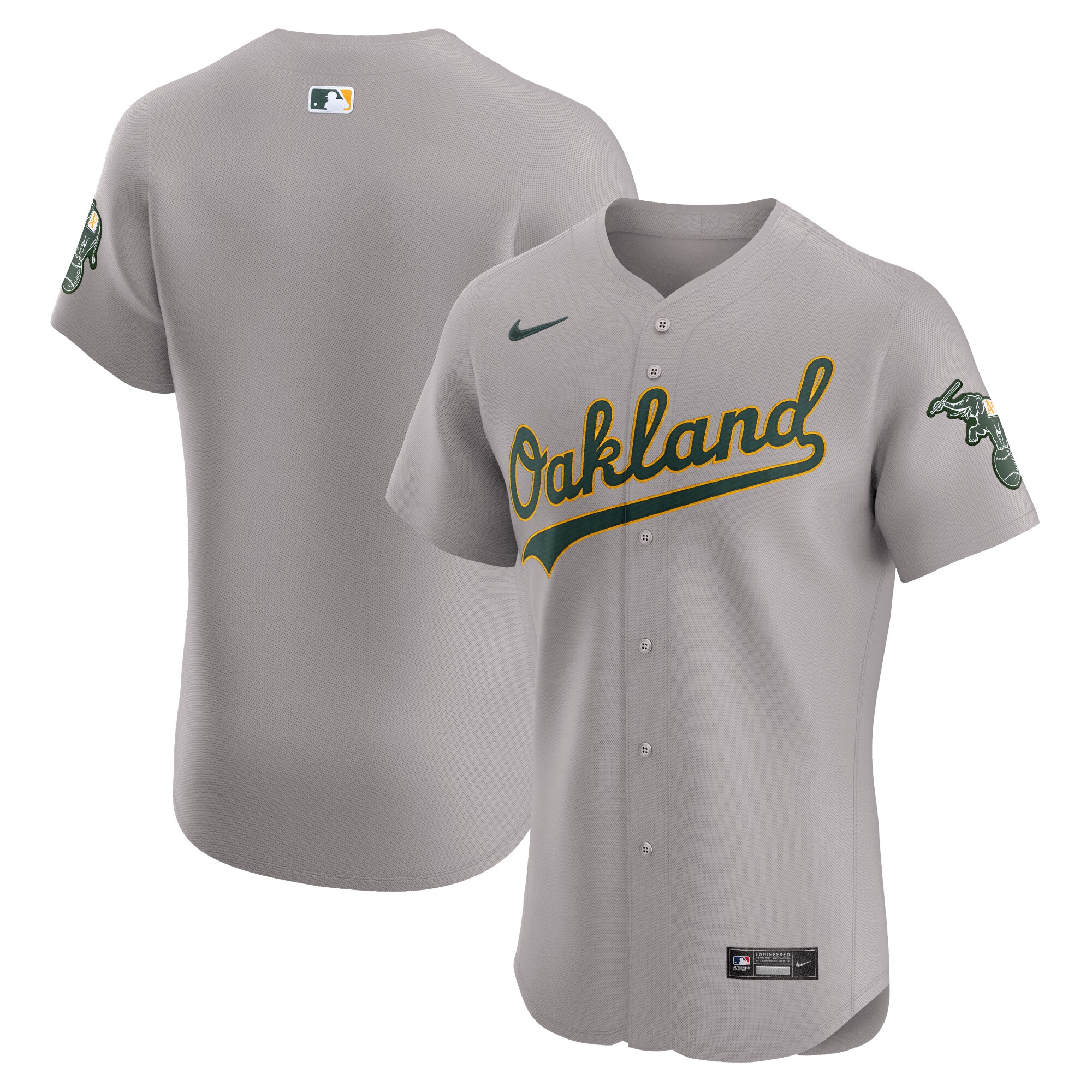 Oakland Athletics  Road Vapor Premier Elite Patch Jersey - Gray