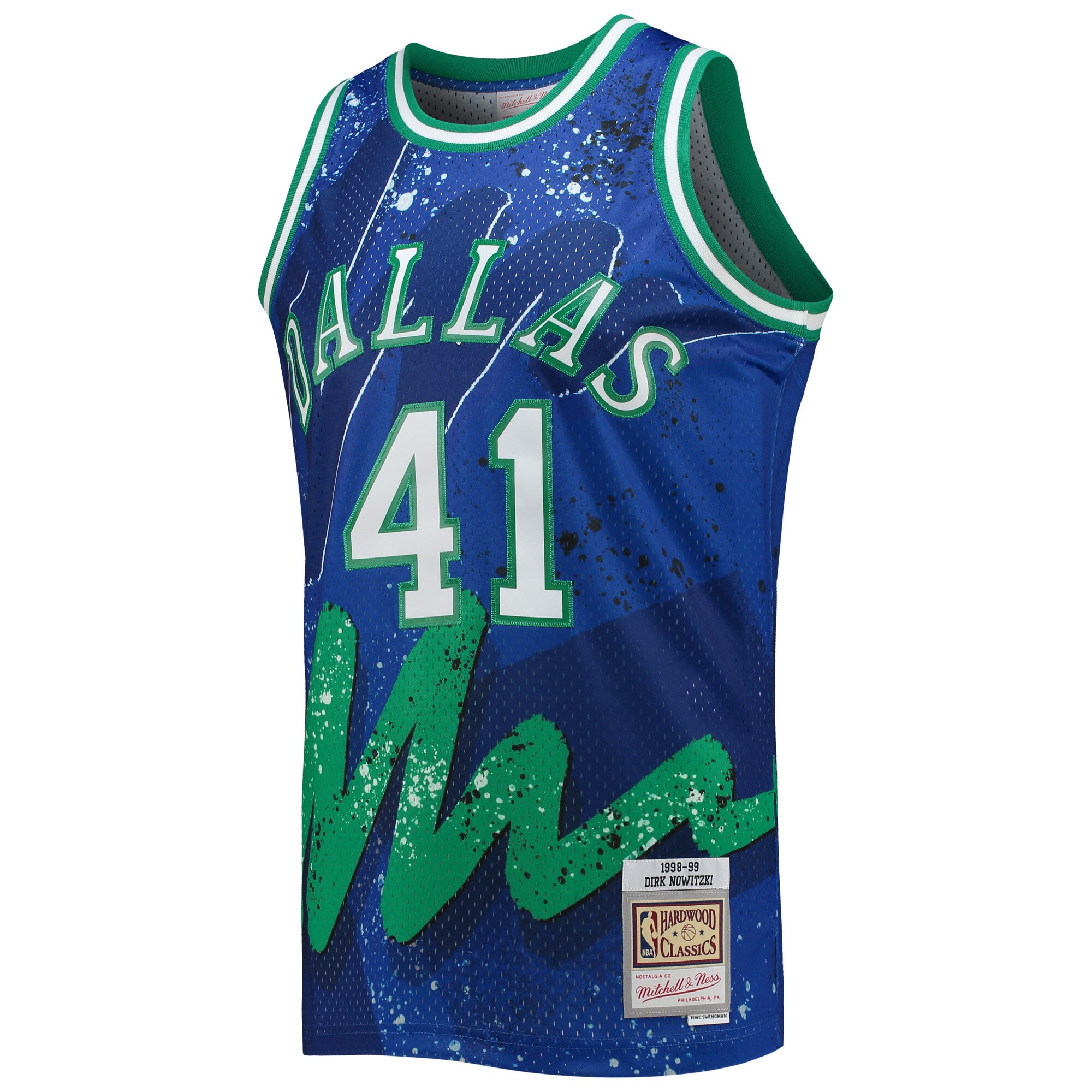 Dirk Nowitzki Dallas Mavericks Mitchell & Ness Hardwood Classics 1998\/99 Hyper Hoops Swingman Jersey - Blue