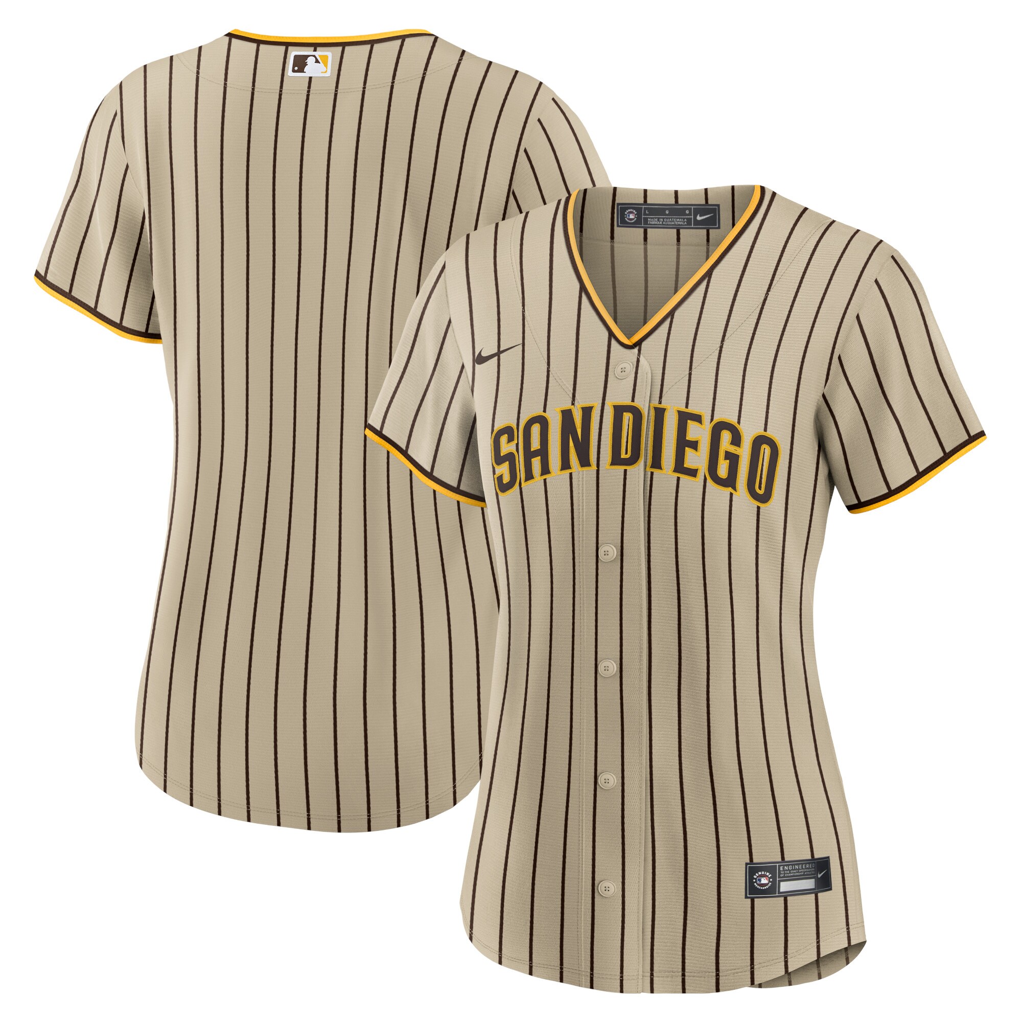 San Diego Padres  Women's Alternate Replica Team Jersey - Tan