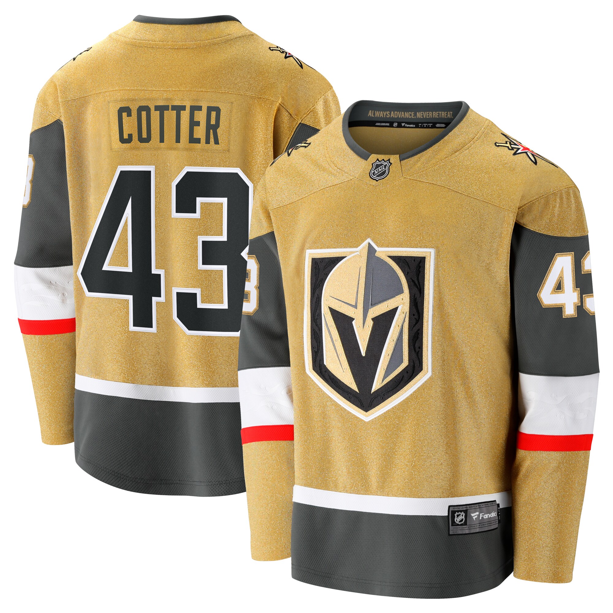 Paul Cotter Vegas Golden Knights Fanatics  Premier Breakaway Player Jersey - Gold