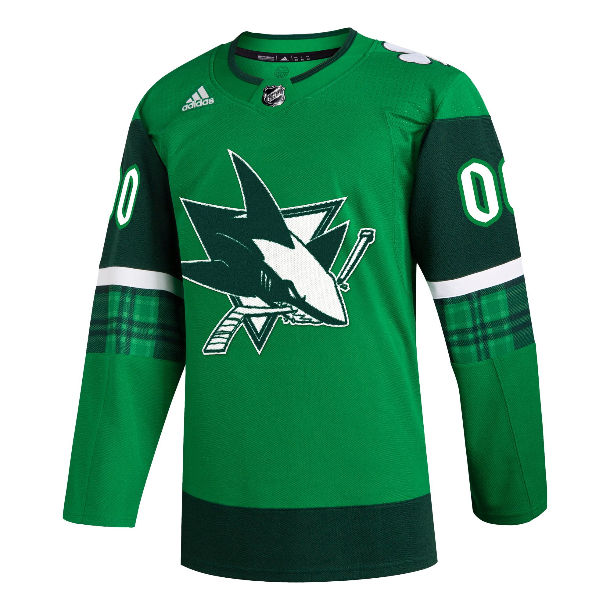 San Jose Sharks adidas St. Patrick's Day Authentic Custom Jersey - Kelly Green