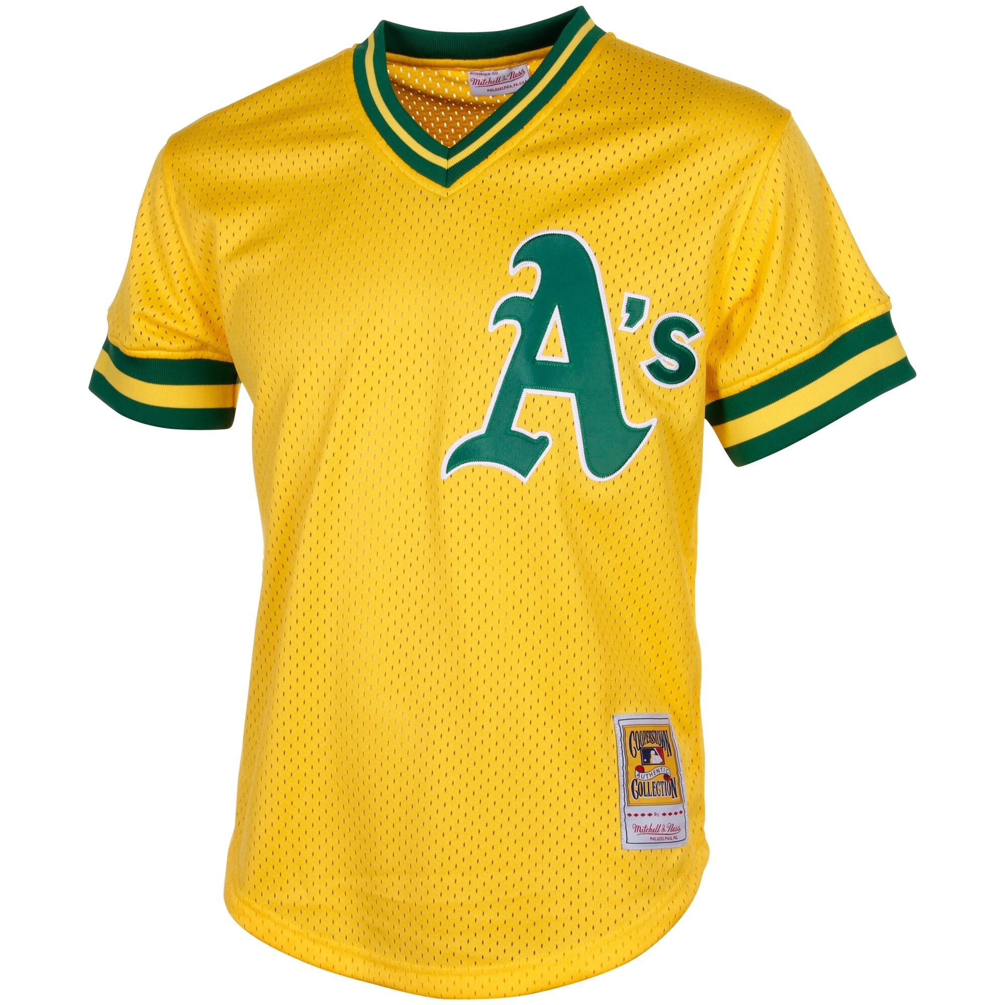 Rickey Henderson Oakland Athletics Mitchell & Ness Cooperstown Mesh Batting Practice Jersey - Yellow