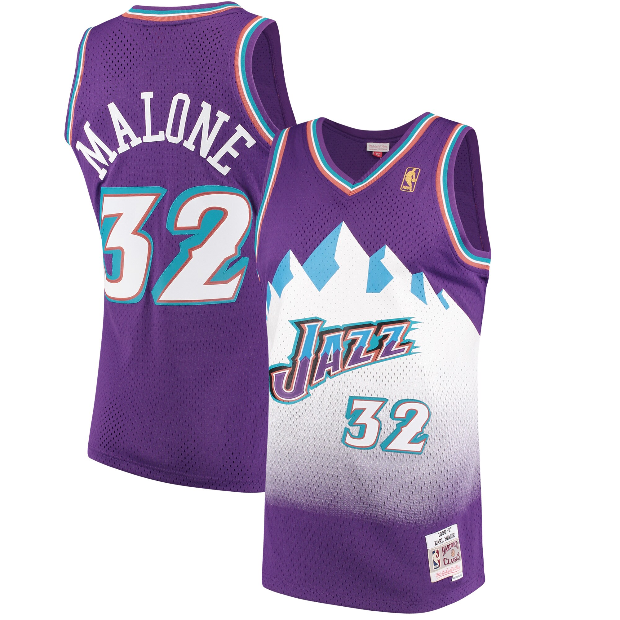 Karl Malone Utah Jazz Mitchell & Ness 1996\/97 Hardwood Classics Swingman Jersey - Purple